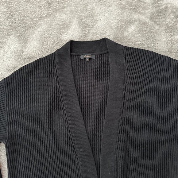 Quince 100% Cotton Ribbed Black Oversized Cardigan MEDIUM - Picture 2 of 7